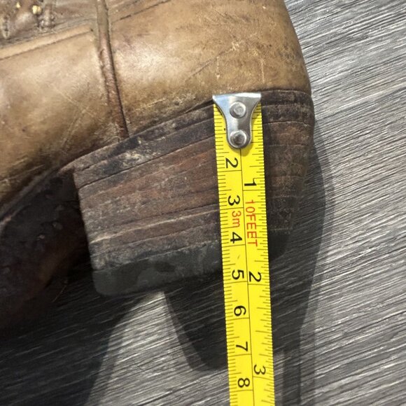 Vintage Dan Post Size 6 C Cowboy Knee Boots Made in Spain Tan Braided 4115 - Picture 5 of 16